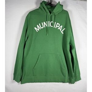 Municipal Hoodie Mens XXL Green Graphic Spellout Sport Utility Gear Fleece Gym
